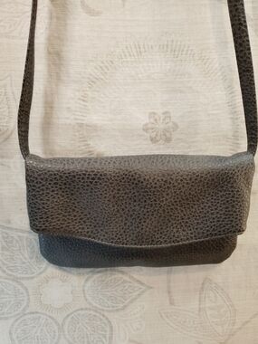 Classic Grey Pebbled Leather Crossbody Bag
